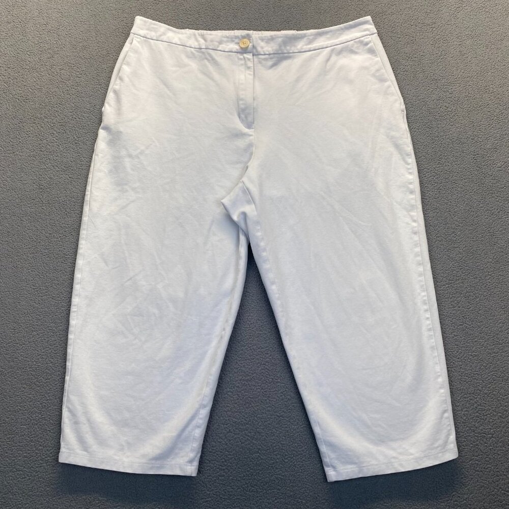 Eileen Fisher Crop Pants Capri Stretch Straight Leg‎ White Size Large,Zipper